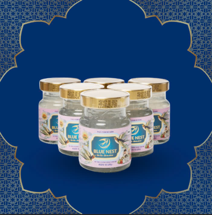 Hộp xanh hoa đậm 10 hũ Kid Dâu