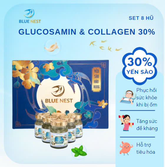 Hộp xanh hoa đậm 8 hũ Glucosamin & Collagen 30%